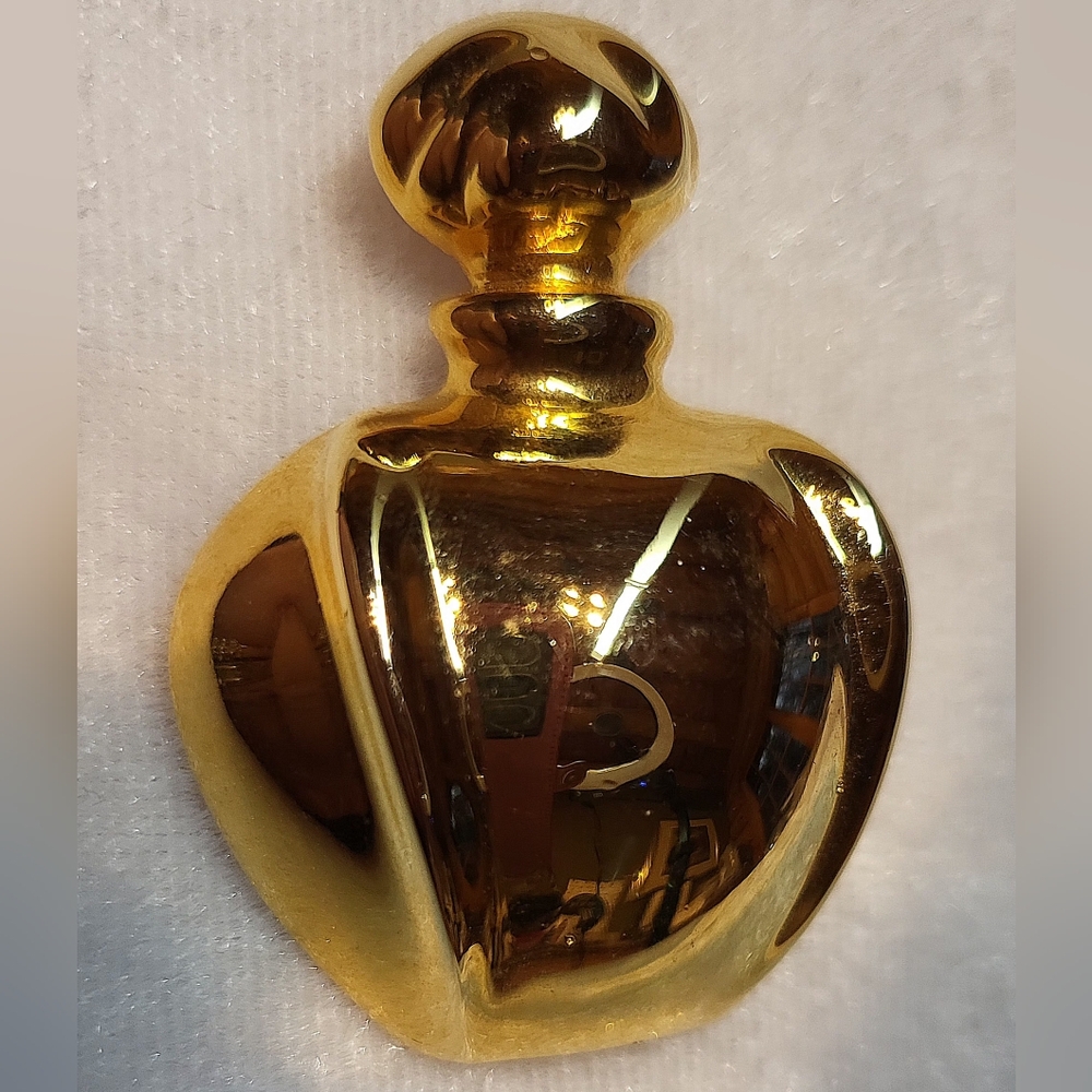 Vintage Christian Dior Style Perfume Bottle Pin - Gold Tone Brooch / Unsigned